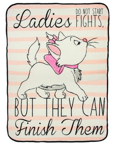 Disney Aristocats Marie Do Not Start Fights Micro Raschel Throw Blanket 46" x60"