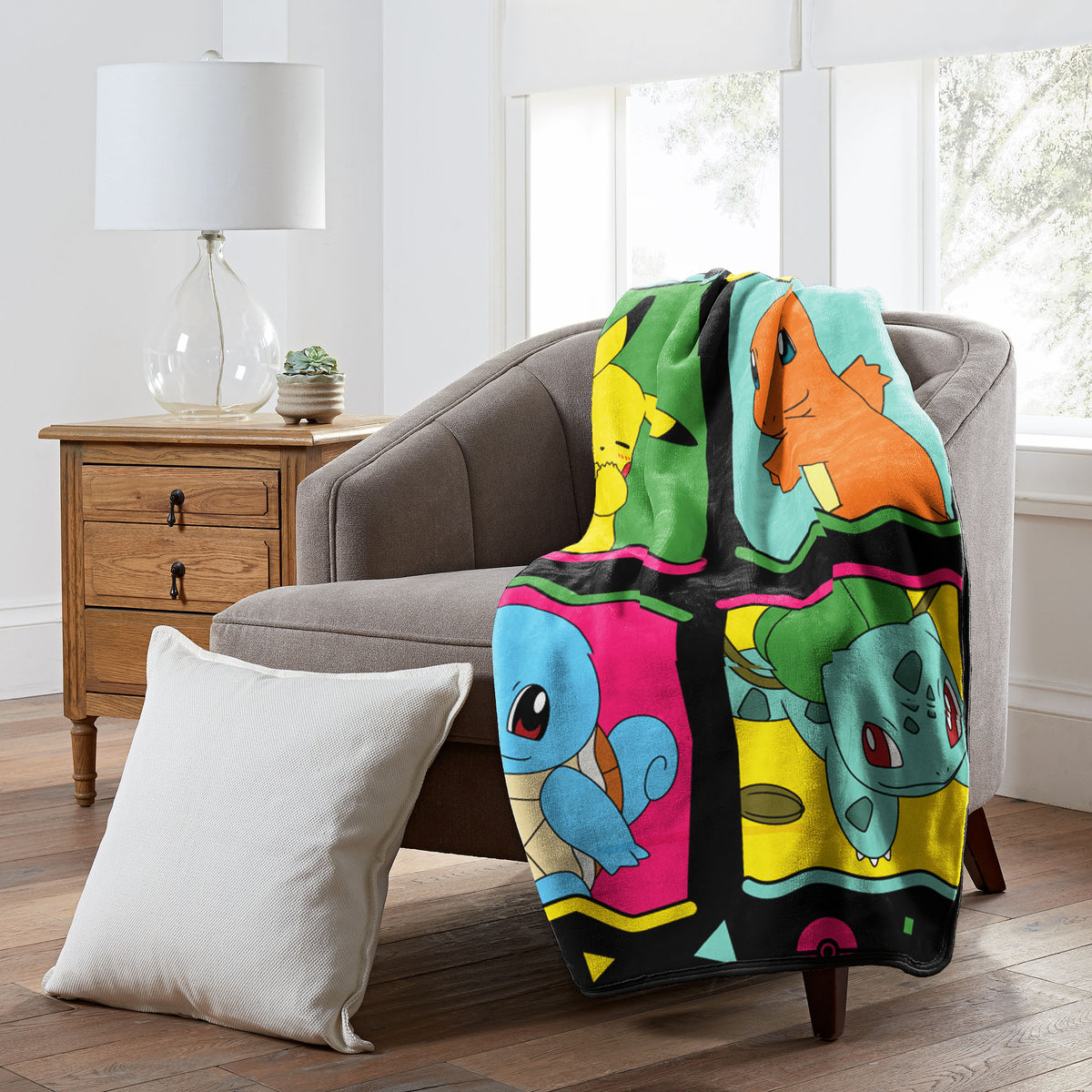 Pokemon 90's Character Box Design Gaming Plush Throw Blanket 46' x 60'
