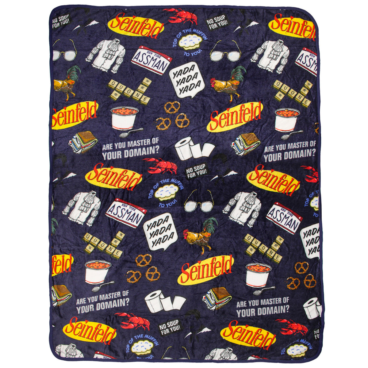Seinfeld TV Show Master Of Your Domain Logo Plush Throw Blanket 46' x 60'