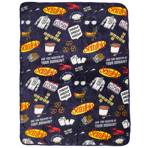 Seinfeld TV Show Master Of Your Domain Logo Plush Throw Blanket 46' x 60'