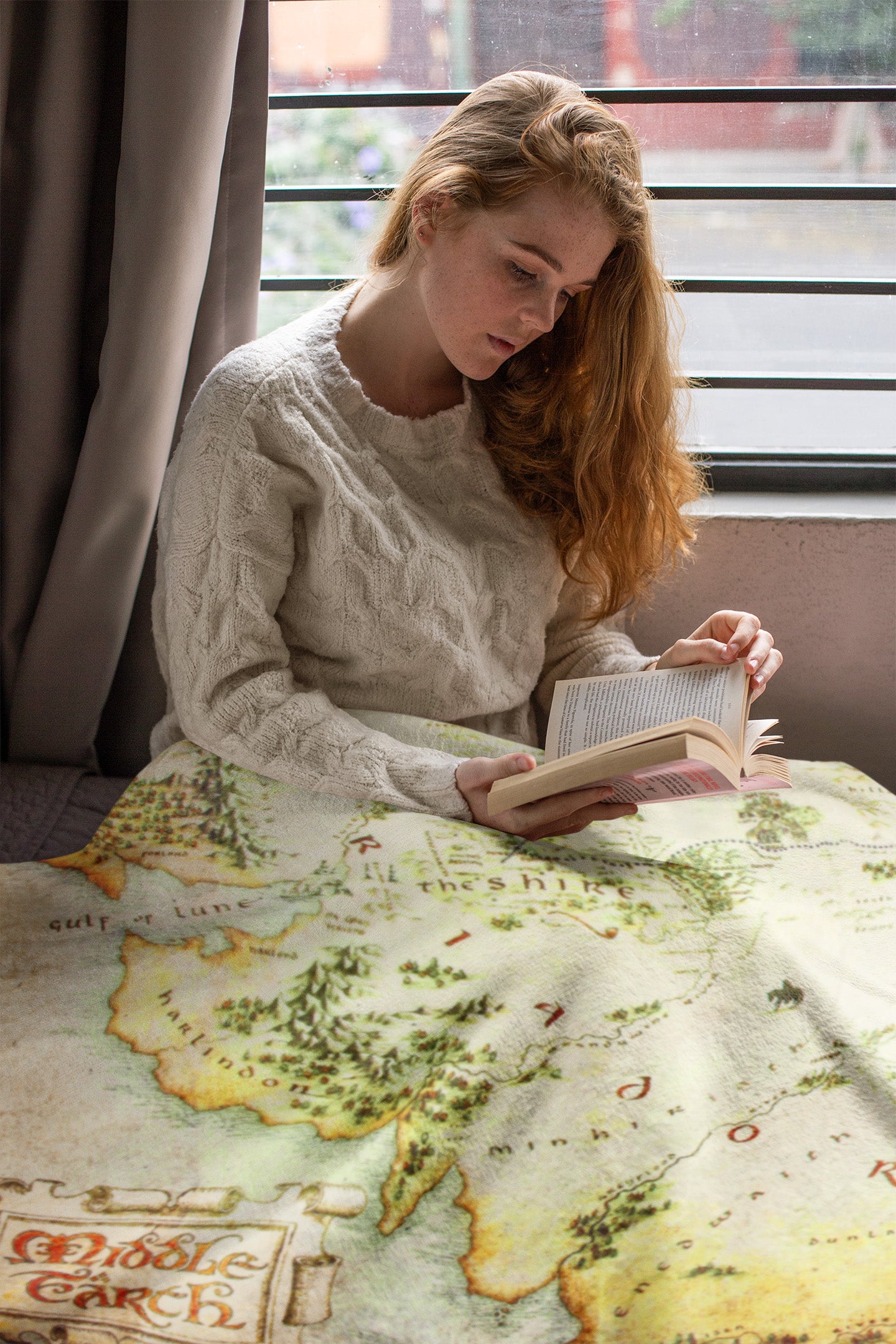 Lord Of The Rings Full Middle Earth Map Design Plush Throw Blanket 46' x 60'