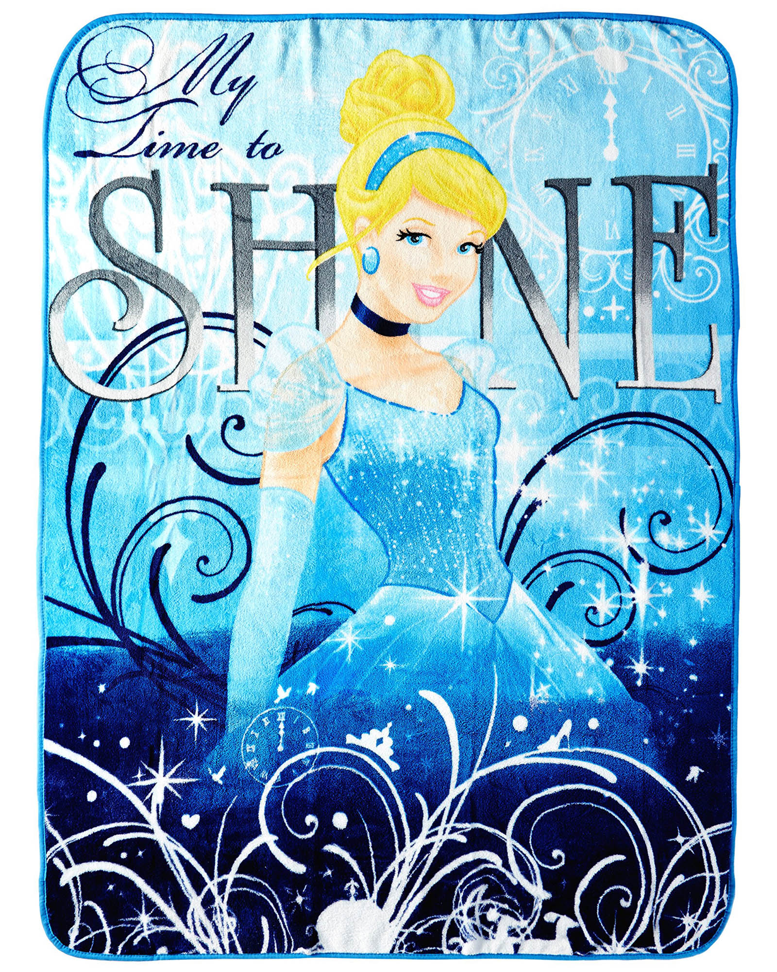 Disney Princess Cinderella Blanket Time To Shine Plush Lap Throw 46" X 60"