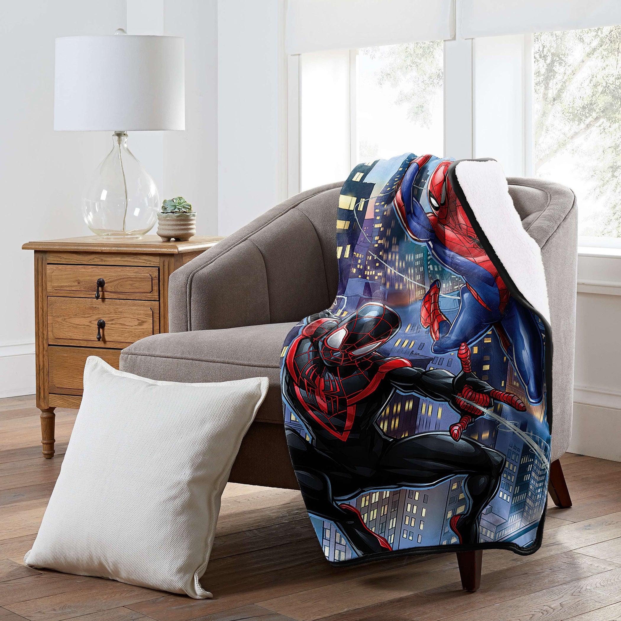 Marvel Spider-Man Into the Spider-Verse 2 Miles & Peter Throw Blanket 46" X 60"