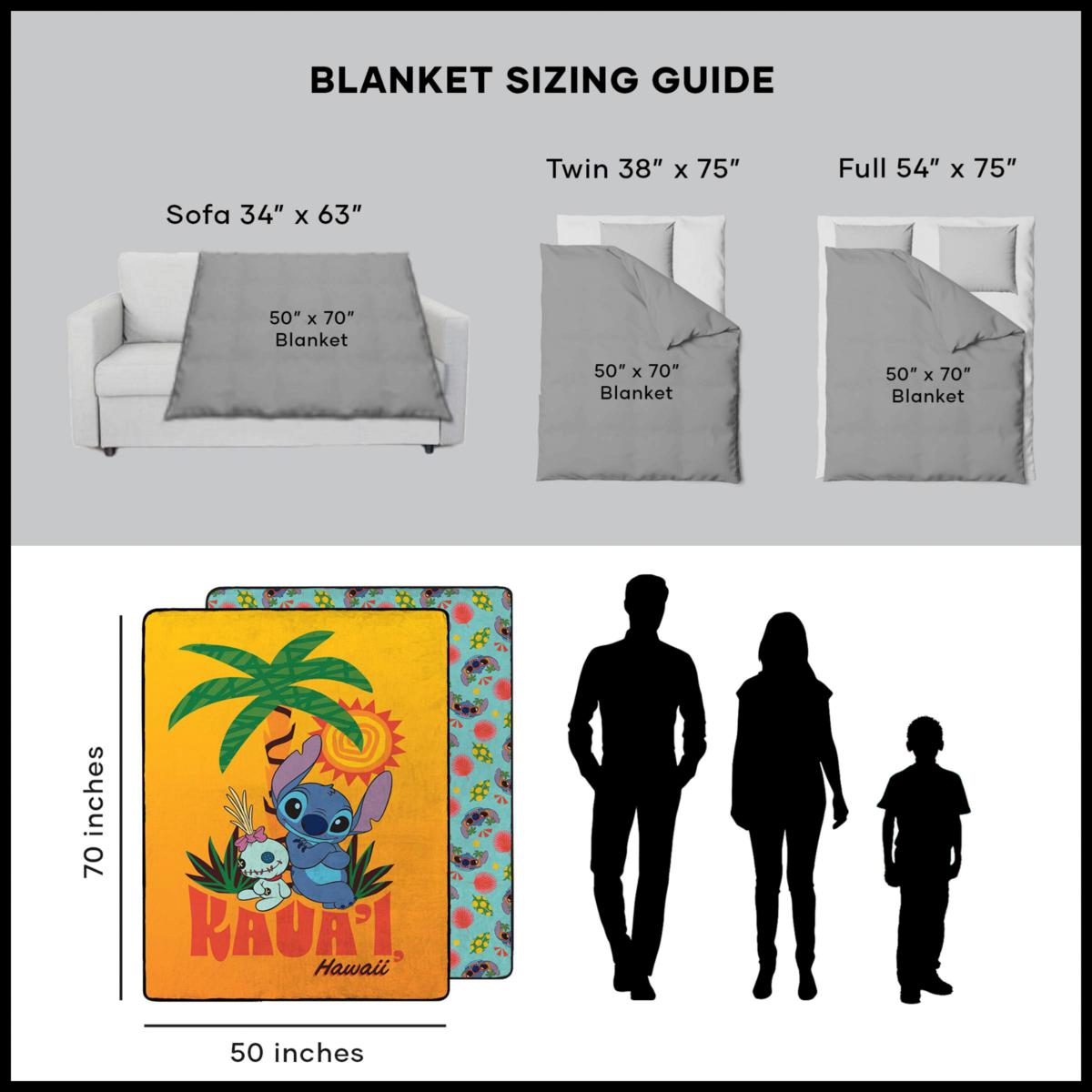 Disney Stitch Kaua'i Hawaii Double Sided Silk Touch Throw Blanket 50" x 70"