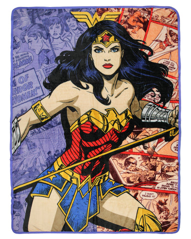 DC Comics Wonder Woman Action Comic Pages 46"x60" Fleece Throw Blanket