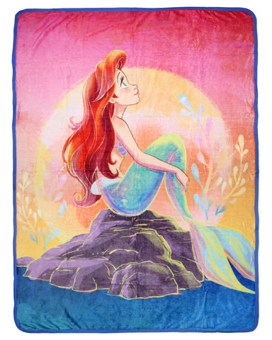 Disney The Little Mermaid Ariel Sunset Dreams Princess Throw Blanket 46" x 60"
