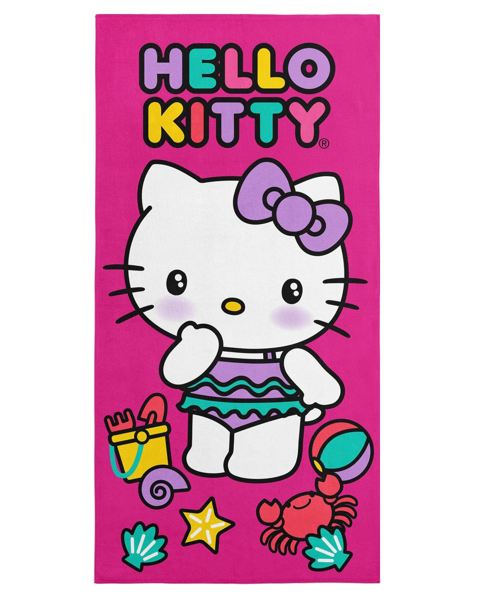 Set Asciugamano Spiaggina Hello Kitty Per Bambini - Con Asciugamano Microfibra, Borsa Cinch, Adesivi E Activity Book - Licenza Ufficiale - 2