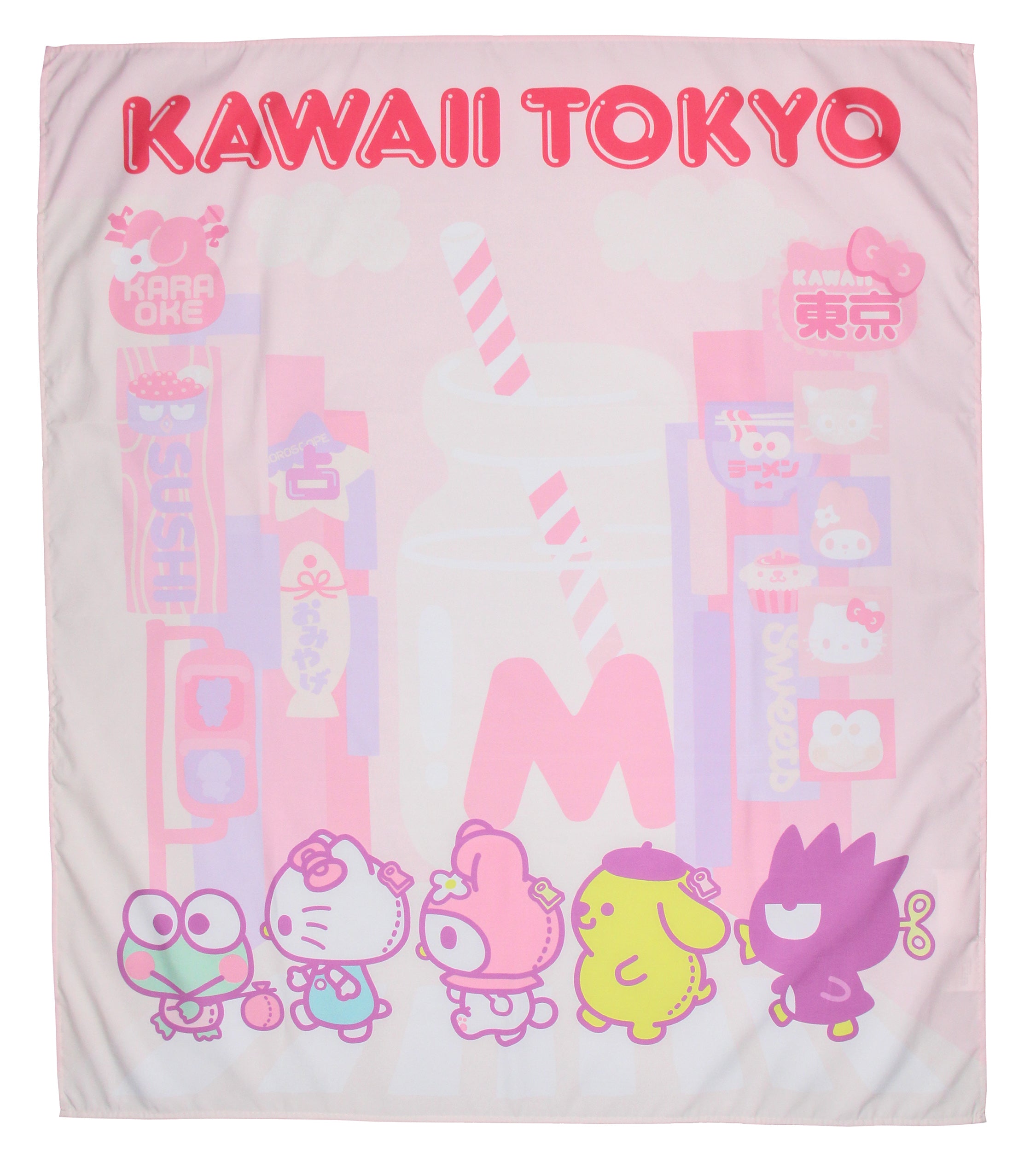 Sanrio Hello Kitty and Friends Tokyo City Tapestry Wall Hanging Art Home Decor 40"x34"