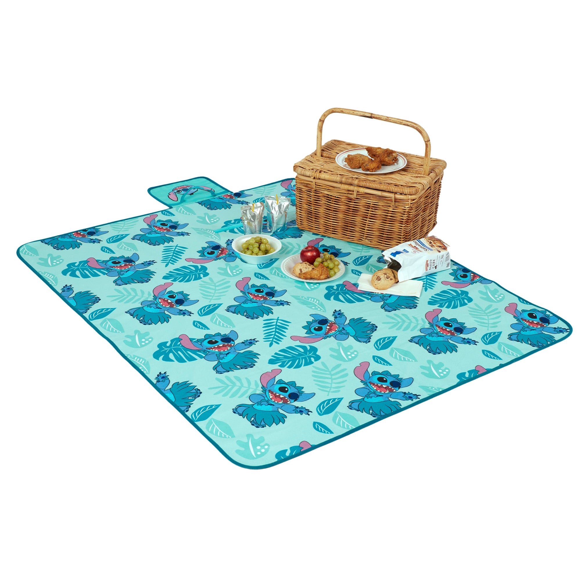 Disney Stitch Blanket Hula Dance Tropic Leafs Outdoor Picnic throw 50" X 60"