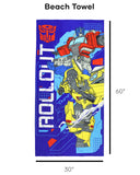 Transformers Beach Towel Optimus Prime and Bumblebee Roll Out 30"x60"
