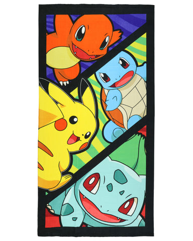 Pokemon Beach Towel Pikachu Charmander Bulbasaur Squirtle 30"x60"