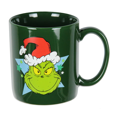 Dr. Seuss GRINCH Face Holiday Coffee Mug Cup 16 Oz