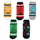 Avatar The Last Airbender Elements No-Show Ankle Socks 5 Pair