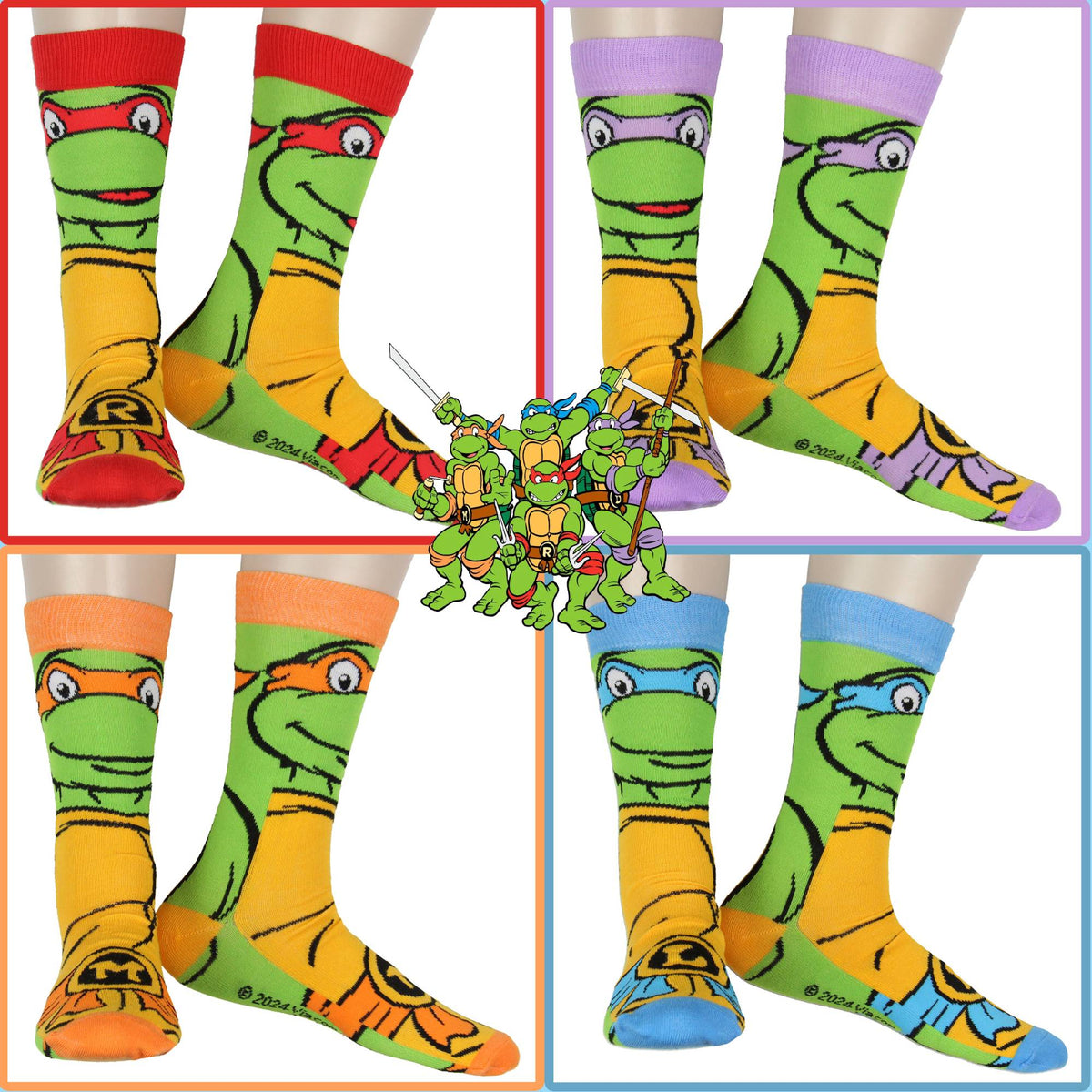 Teenage Mutant Ninja Turtle Mens 4Pk Novelty Character Crew Socks Shoe Size 6-12
