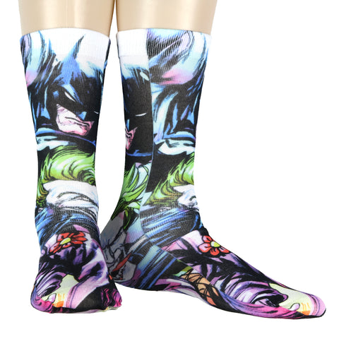 DC Comics Batman and Joker Socks Adult Allover Character Sublimated Design