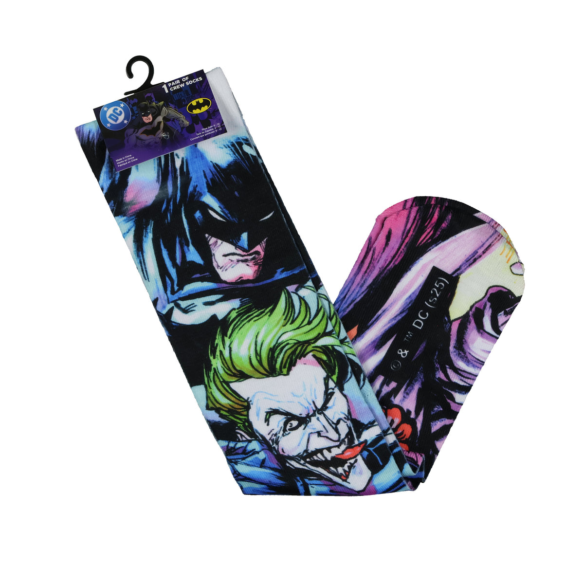 DC Comics Batman and Joker Socks Adult Allover Character Sublimated Design