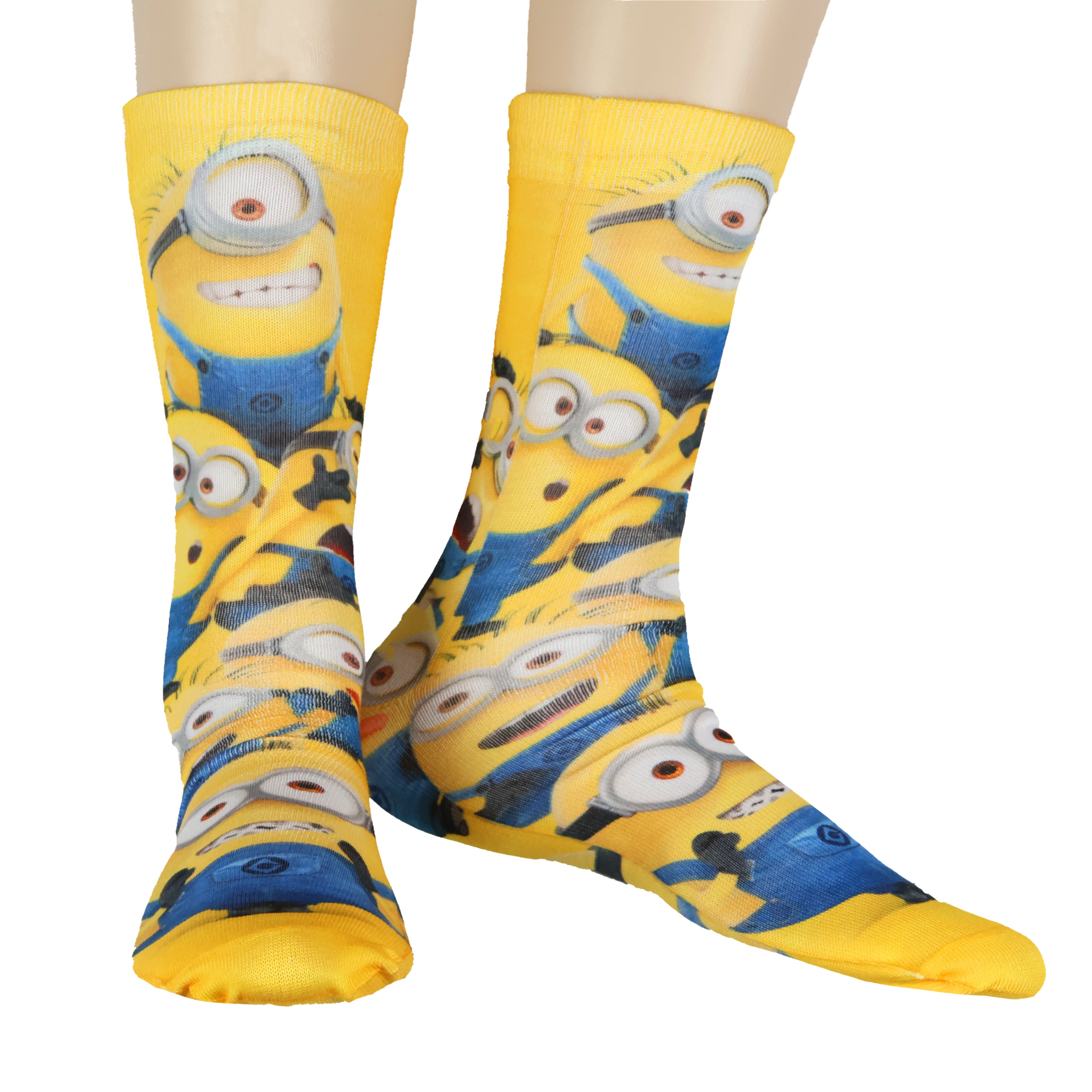 Minions Allover Character Design Men's Sublimated Mid-Calf Crew Socks