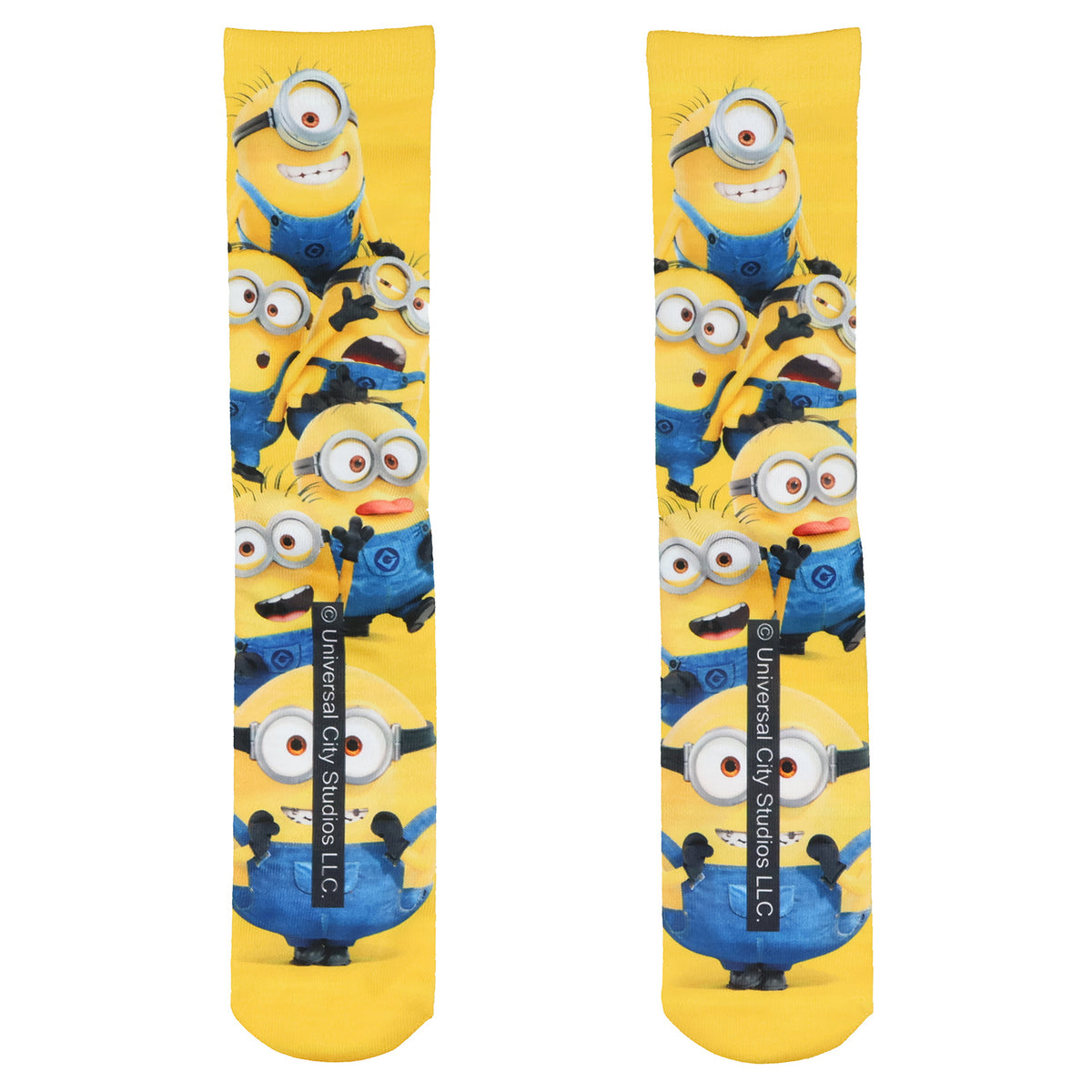 Minions Allover Character Design Men's Sublimated Mid-Calf Crew Socks
