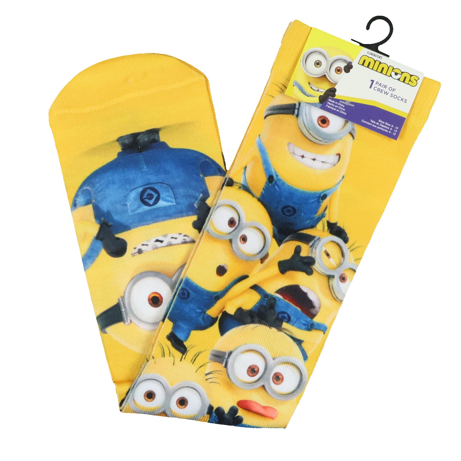 Minions Allover Character Design Men's Sublimated Mid-Calf Crew Socks