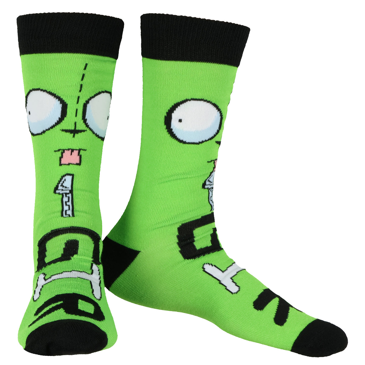 Invader Zim Socks Men's Zim and Gir Designs 2-Pair Mid-Calf Crew Socks