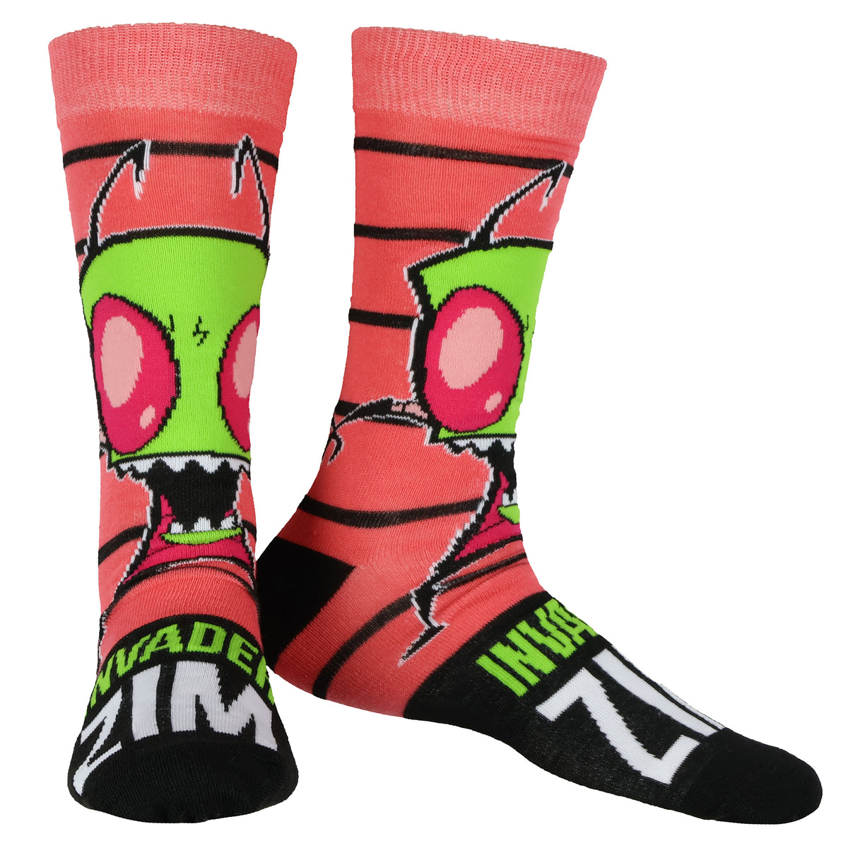 Invader Zim Socks Men's Zim and Gir Designs 2-Pair Mid-Calf Crew Socks