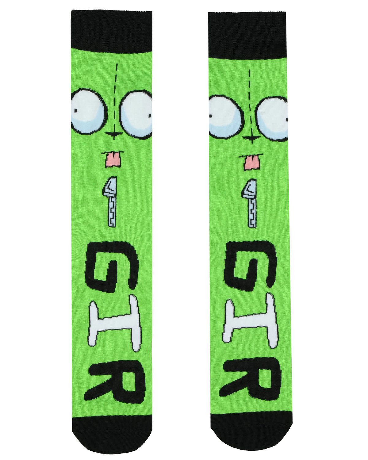 Invader Zim Socks Men's Zim and Gir Designs 2-Pair Mid-Calf Crew Socks