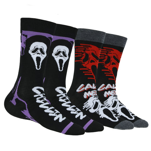 Ghostface Call Me and Chillin 2 Pairs Adult Casual Crew Socks (Shoe Size 6-12)
