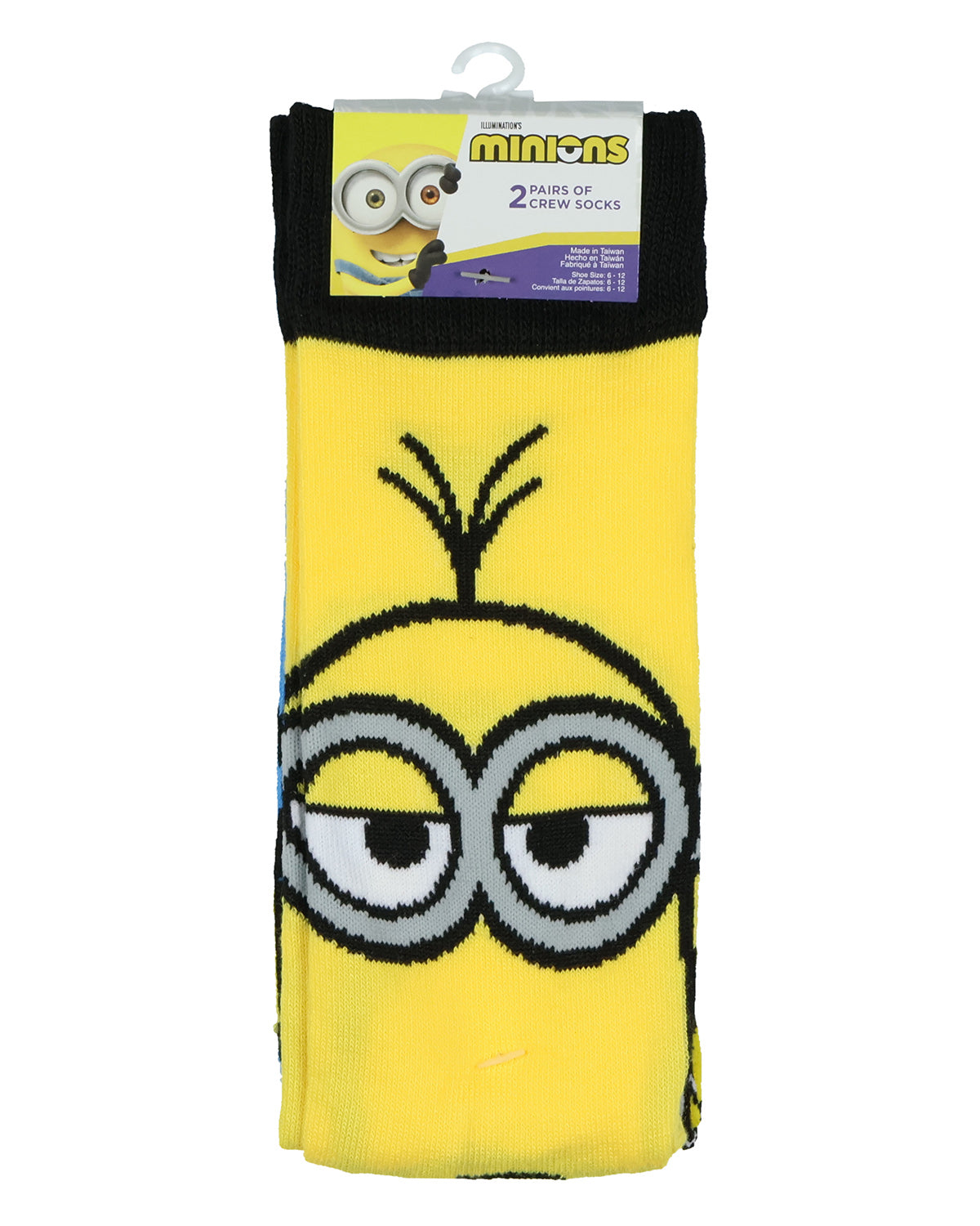 Minions Socks Men's 2-Pair Kevin Stuart Phil Designs Mid-Calf Crew Socks