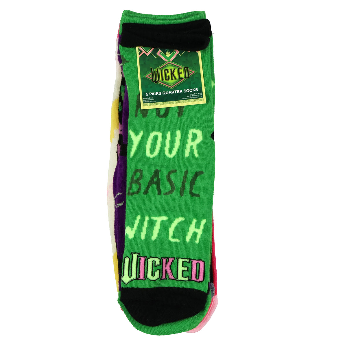 Wicked Not Your Basic Witch Women's Musical Movie Inspired 5-Pack Ankle Socks