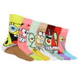 Spongebob SquarePants Socks Men's Character Face Designs 7-Pair Crew Socks