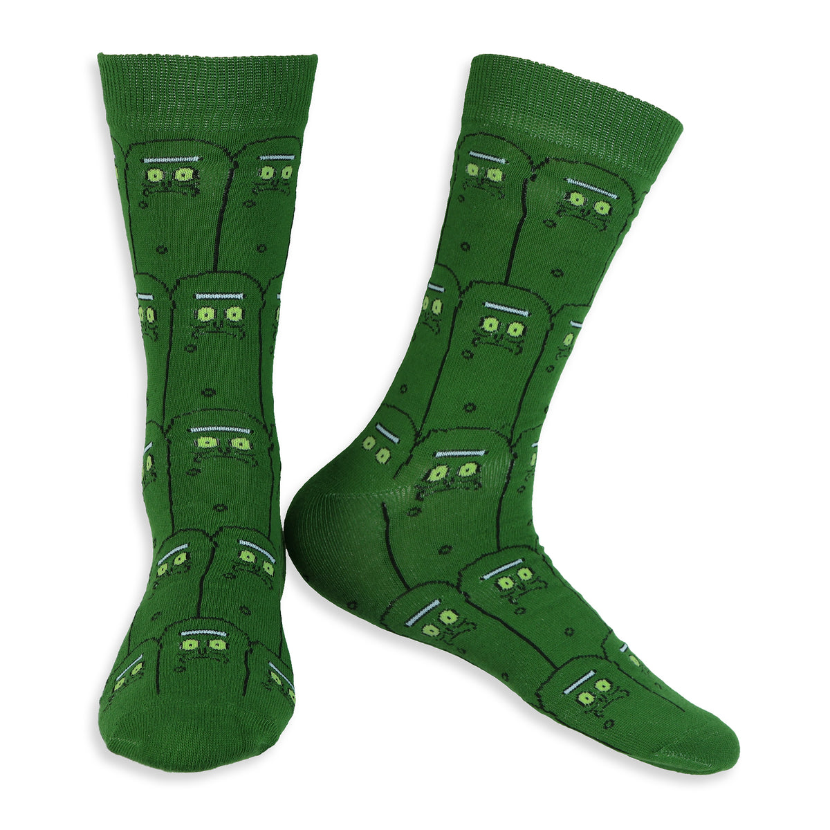Rick and Morty Men's Pickle Rick 3 Pair Casual Crew Socks in Jar Container 6-12