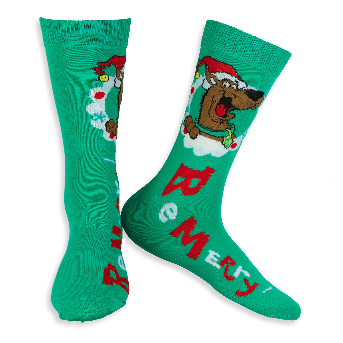 Scooby Doo Men's Holiday 6 Pair Christmas Crew Socks and Holiday Card Set 6-12