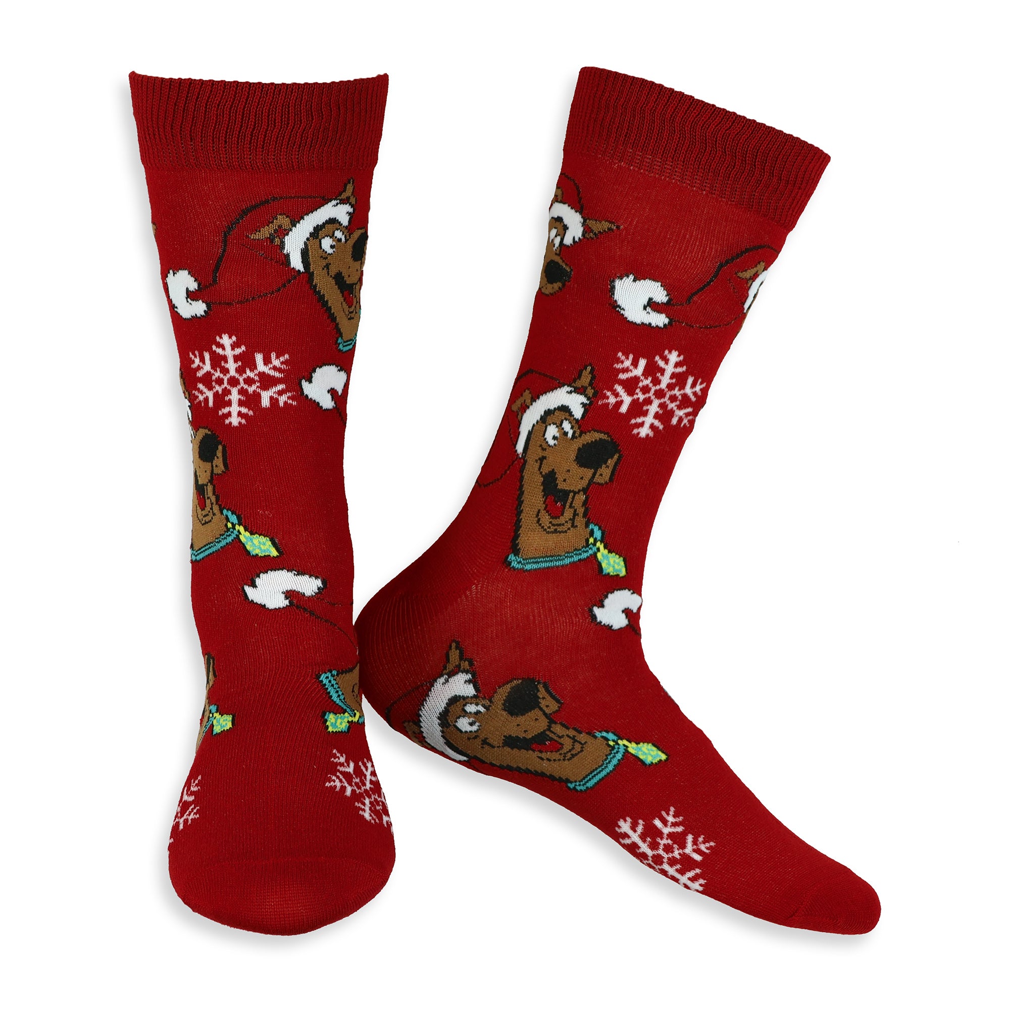 Scooby Doo Men's Holiday 6 Pair Christmas Crew Socks and Holiday Card Set 6-12