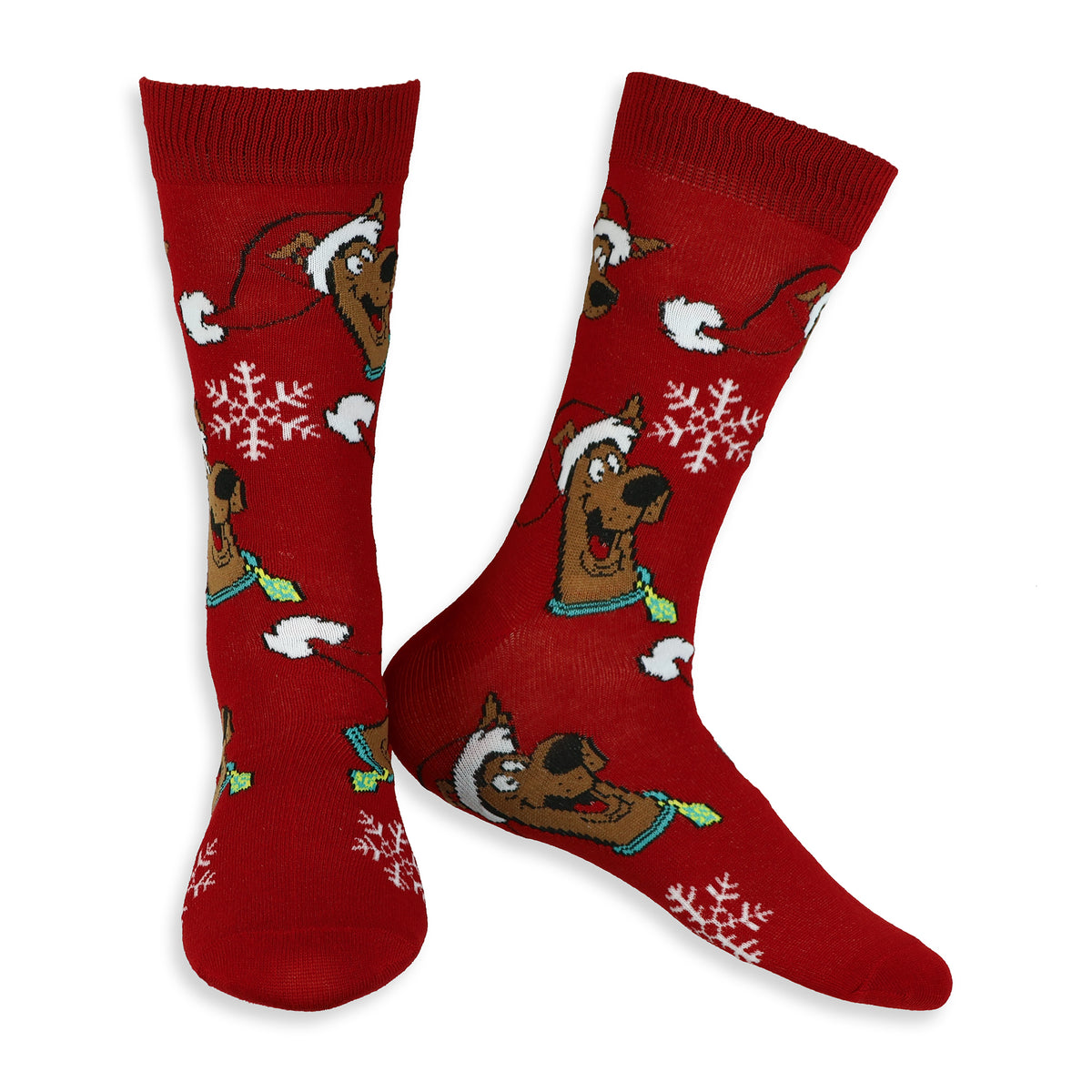 Scooby Doo Men's Holiday 6 Pair Christmas Crew Socks and Holiday Card Set 6-12