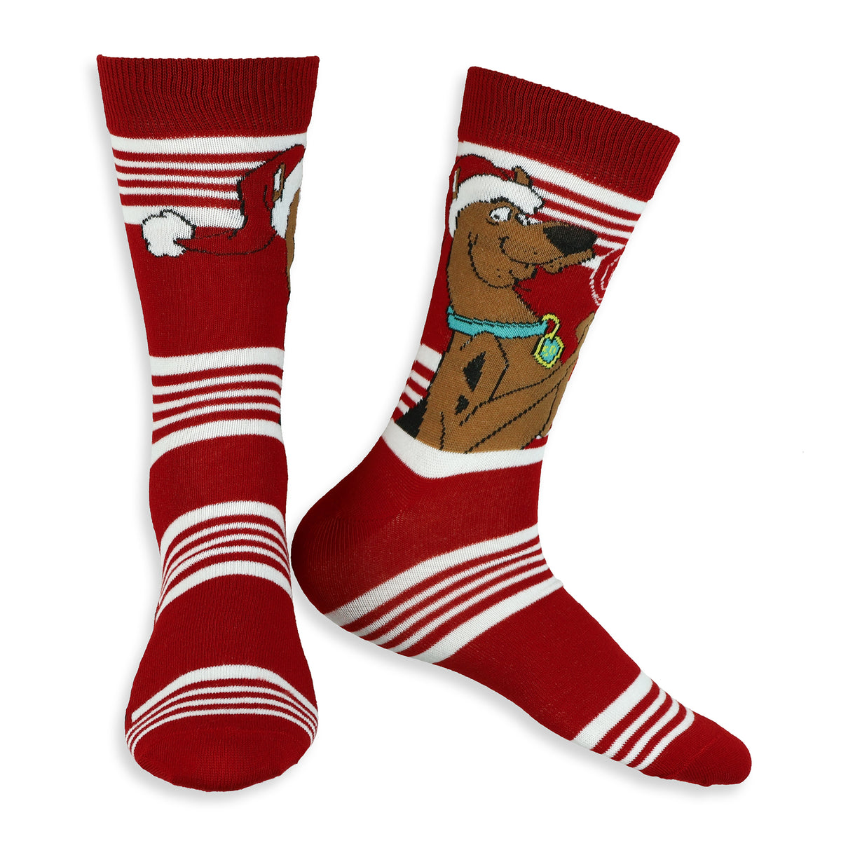 Scooby Doo Men's Holiday 6 Pair Christmas Crew Socks and Holiday Card Set 6-12