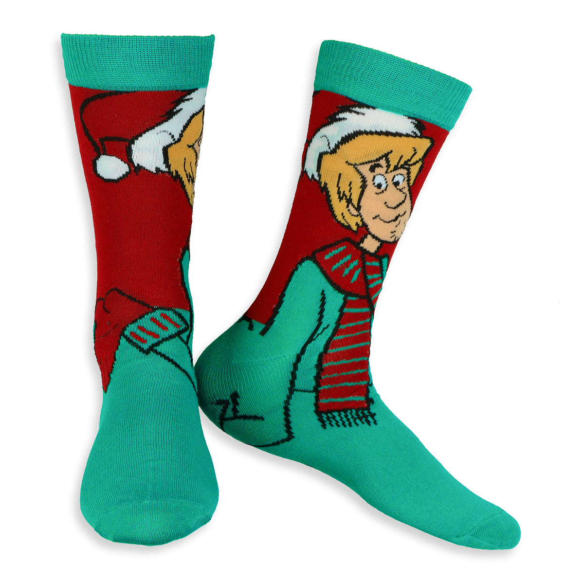 Scooby Doo Men's Holiday 6 Pair Christmas Crew Socks and Holiday Card Set 6-12
