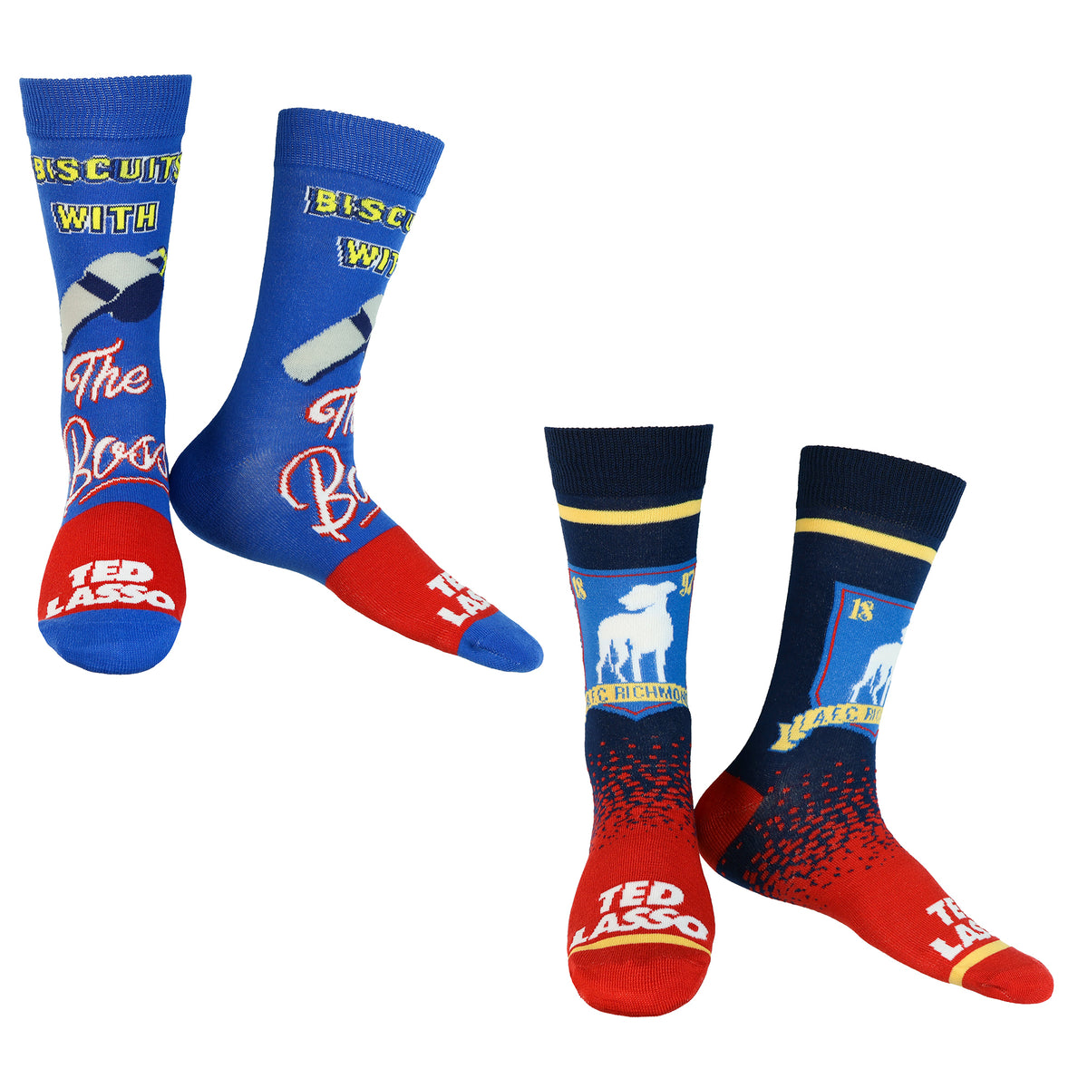 Ted Lasso Socks Biscuits With The Boss 5 Pair Crew Gift Box Set Shoe Size 6-12