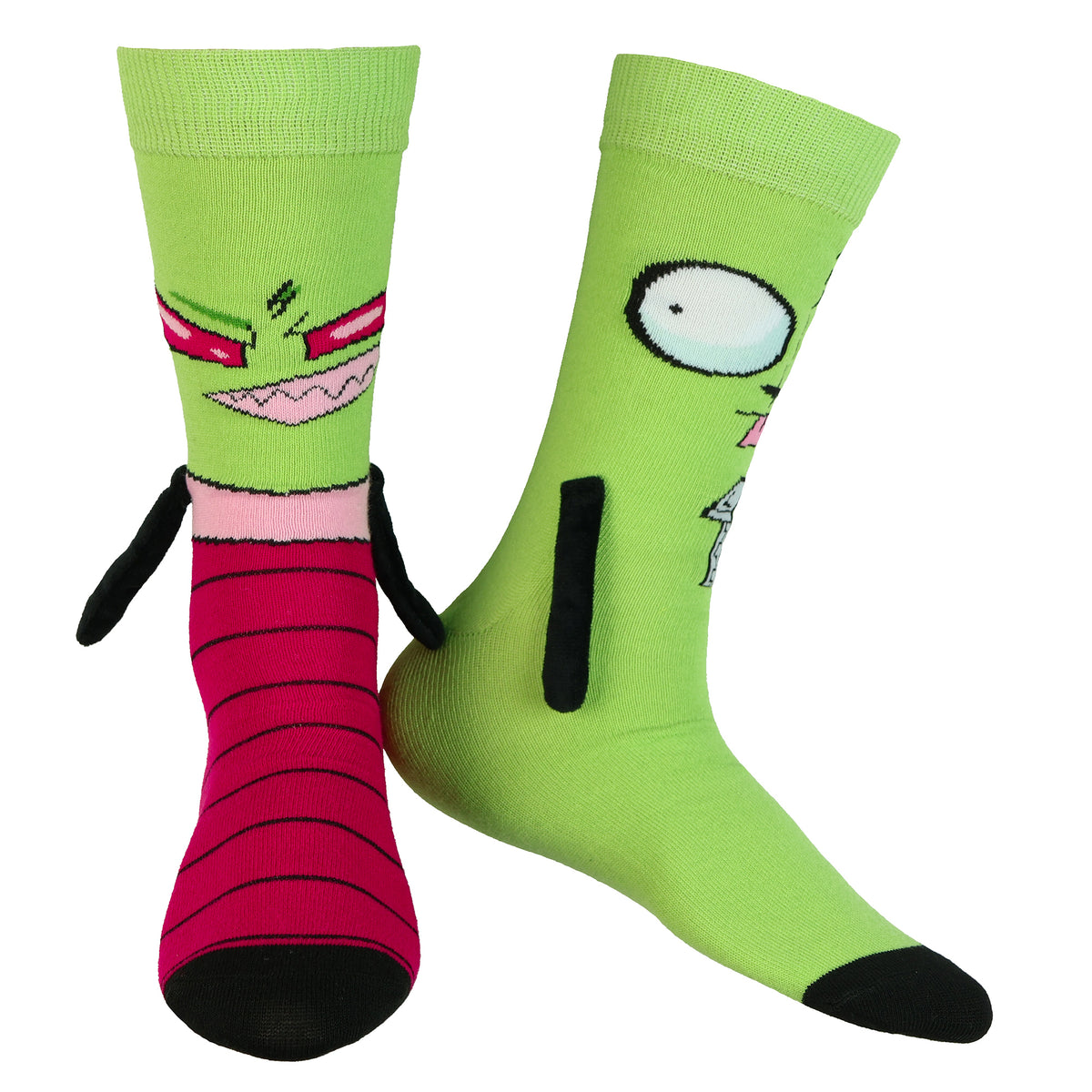Nickelodeon Invader Zim and GIR Crew Socks 3D Novelty Hand Holding 1 Pair