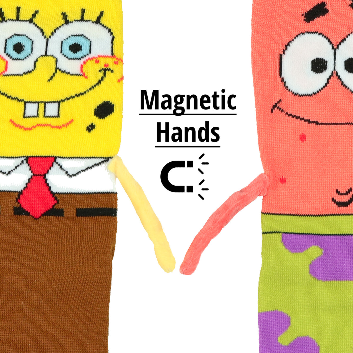 Nickelodeon SpongeBob SquarePants and Patrick Crew Socks 3D Hand Holding 1 Pair