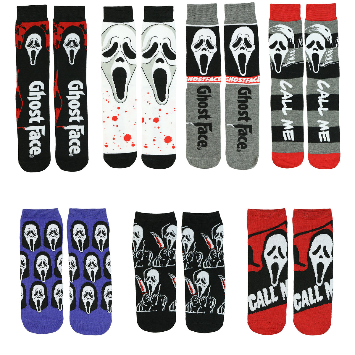Ghostface Socks Men's Crew Ankle Sock Coffin Box Set 7 Pair Size 6-12