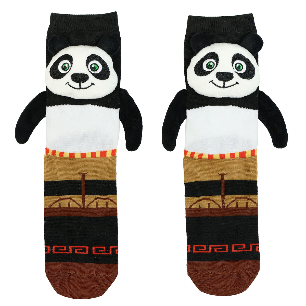 Kung Fu Panda Crew Socks Women's Po Ping 3D Plush Character 1 Pair OSFM
