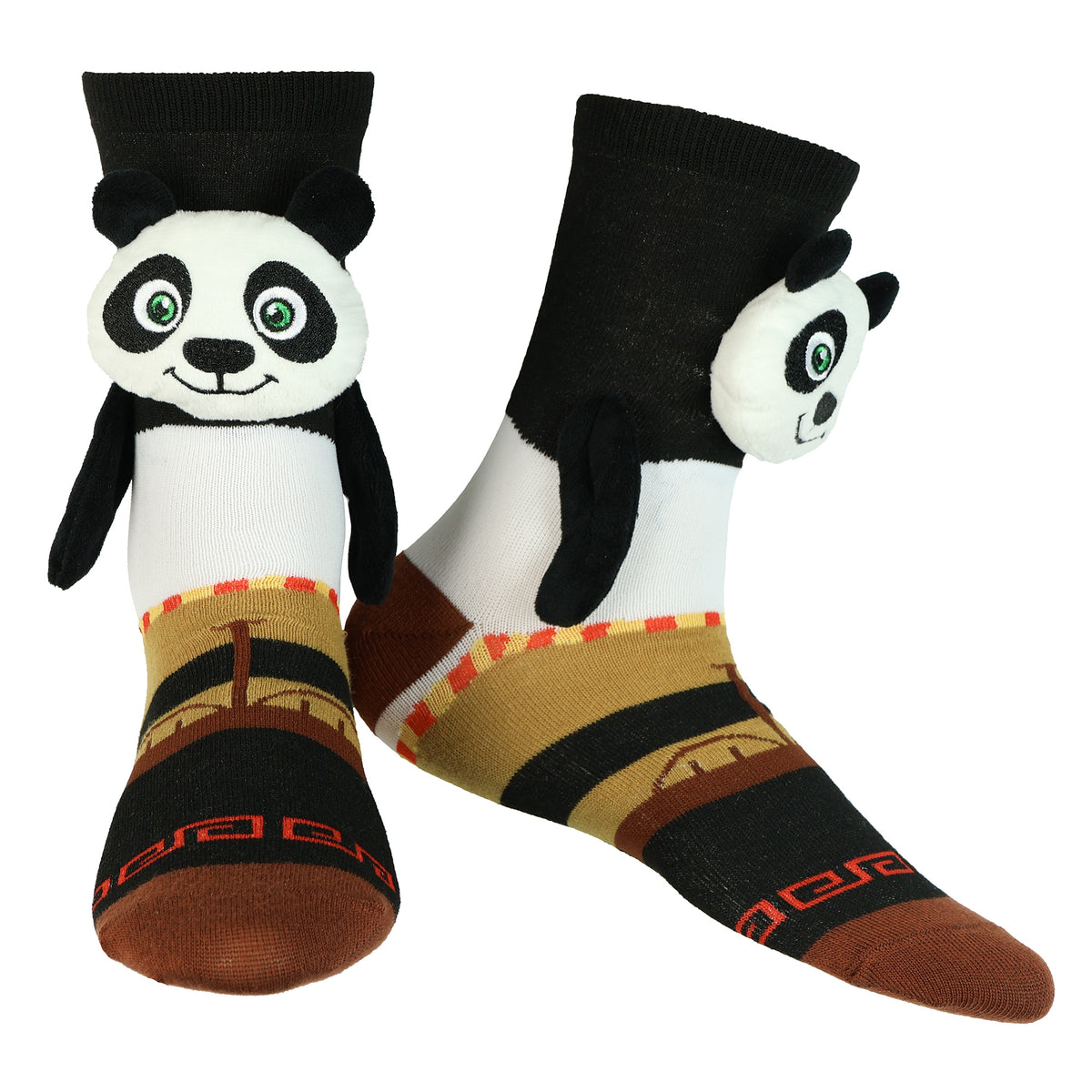 Kung Fu Panda Crew Socks Women's Po Ping 3D Plush Character 1 Pair OSFM