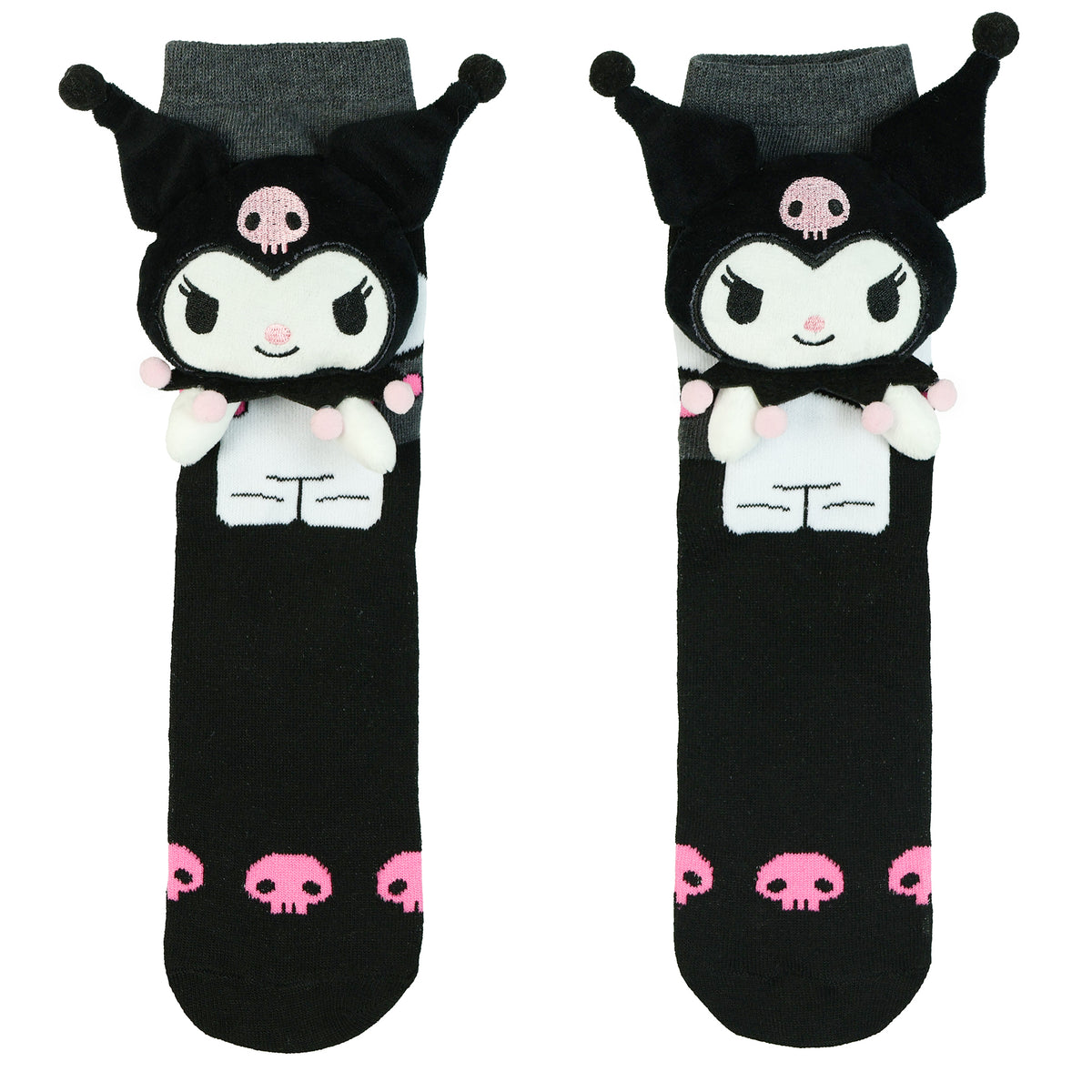 Sanrio Kuromi Crew Socks Women's 3D Plush Character 1 Pair OSFM