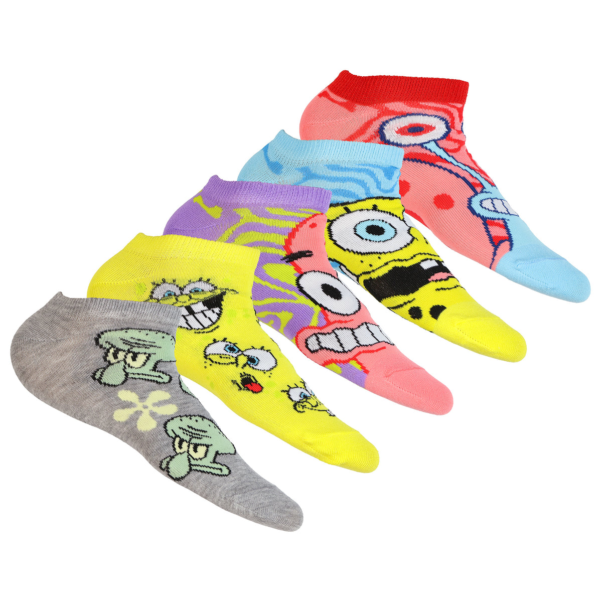 SpongeBob SquarePants Socks Women's Character Design 5-Pack Low-Cut, Size 4-10