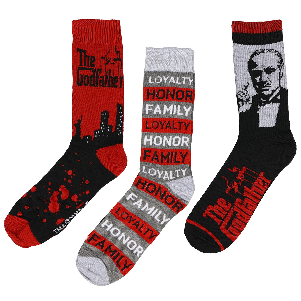 The Godfather Crew Socks Men's Gift Box Set Shoe Size 6-12, 3 Pair