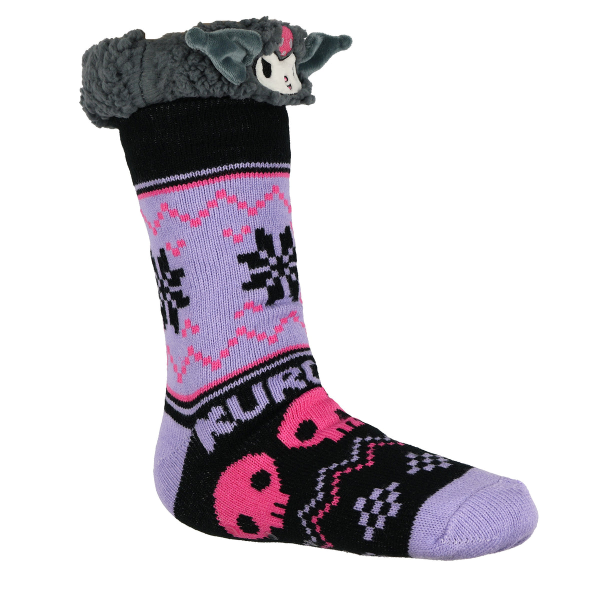 Kuromi Fluffy Fleece Lined Non Slip Adult Cabin Crew Sock Slippers