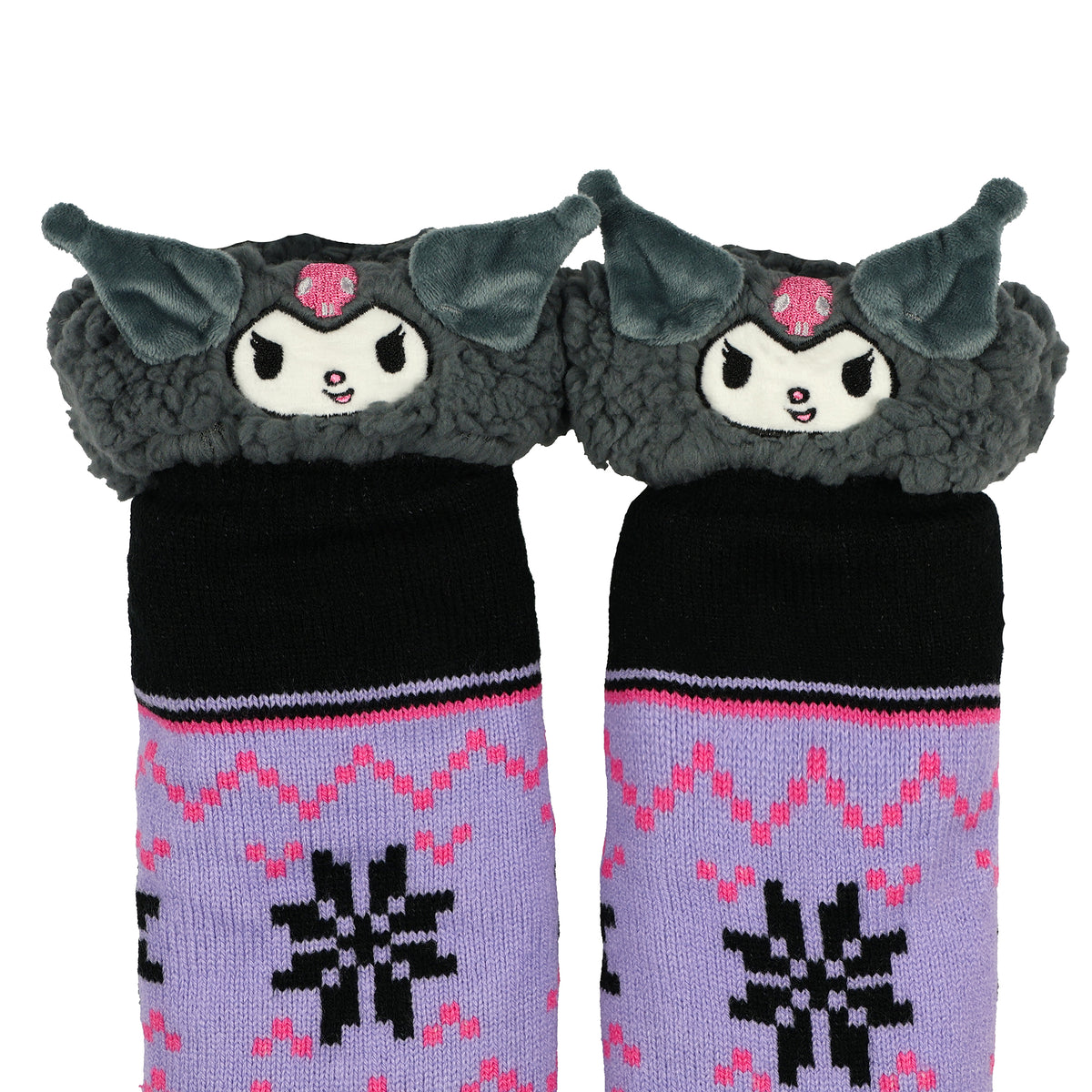 Kuromi Fluffy Fleece Lined Non Slip Adult Cabin Crew Sock Slippers