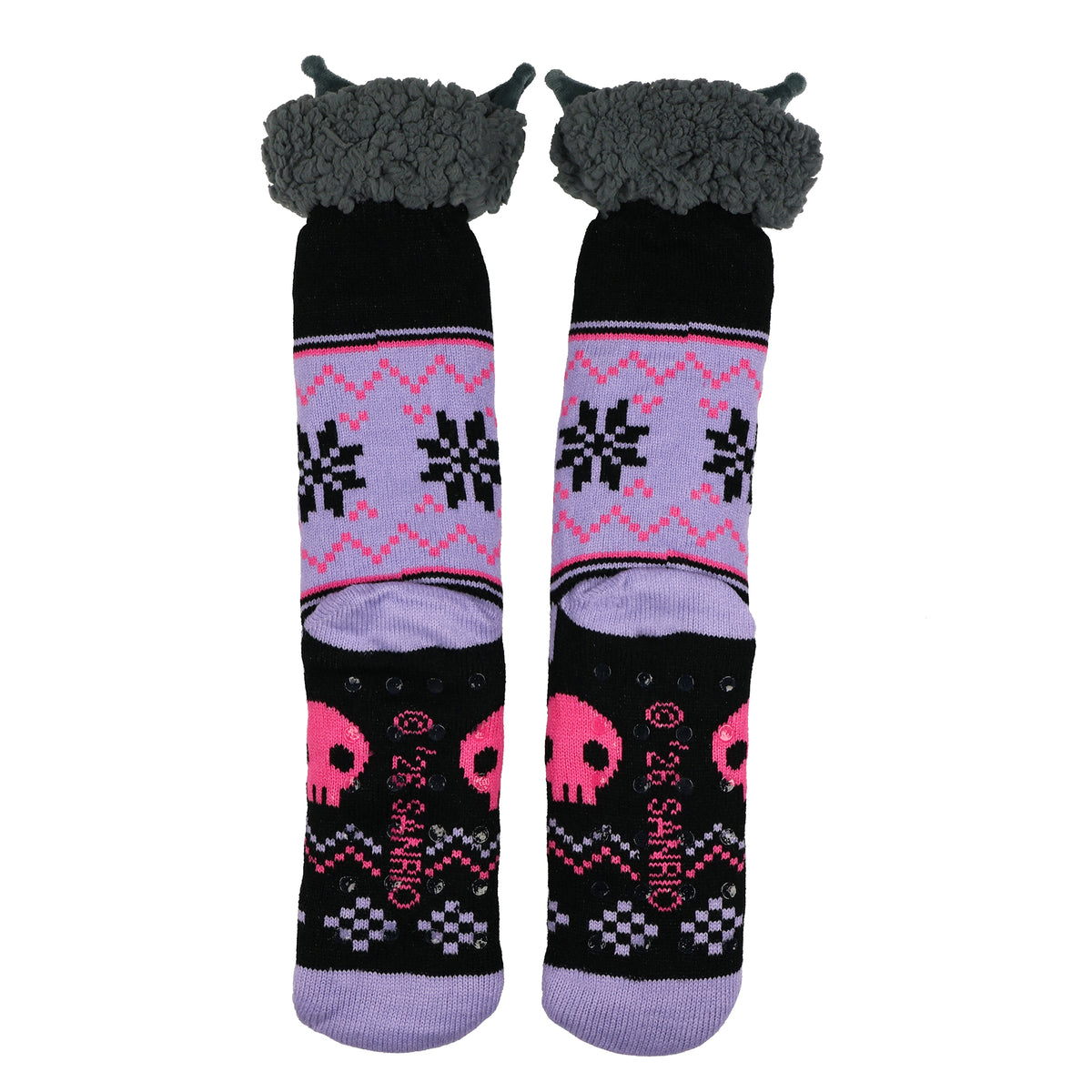Kuromi Fluffy Fleece Lined Non Slip Adult Cabin Crew Sock Slippers
