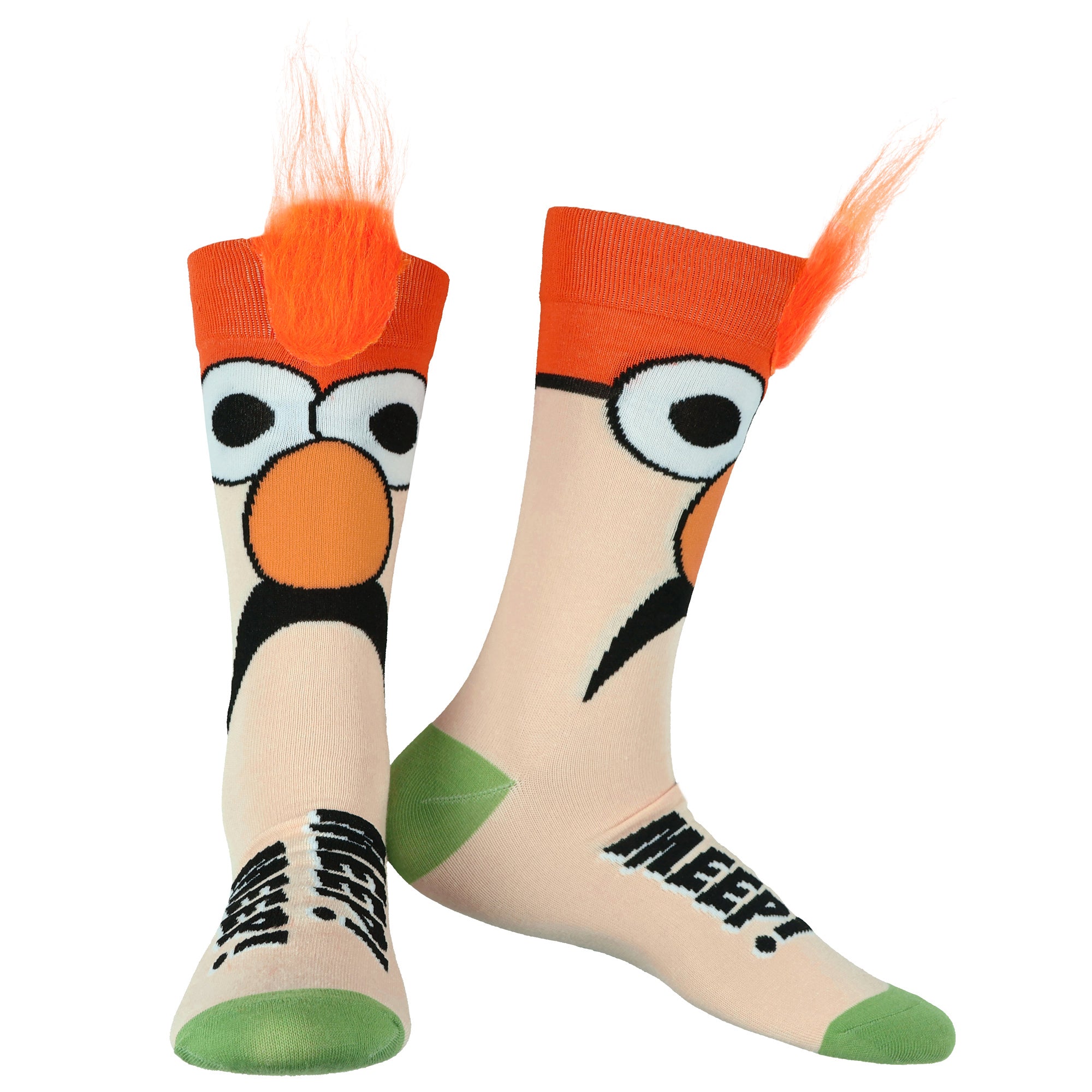 The Muppets Beaker Meep Meep Fuzzy Hair Adult Crew Socks