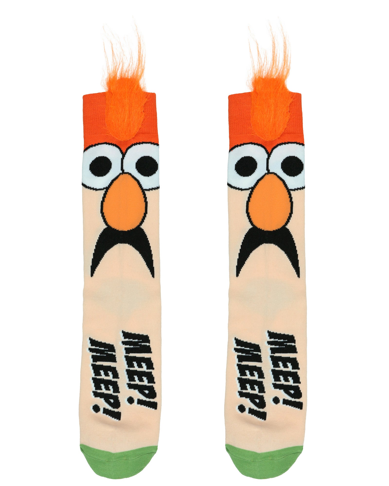 The Muppets Beaker Meep Meep Fuzzy Hair Adult Crew Socks